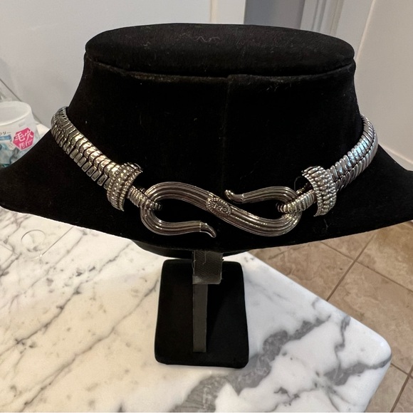 Rare Giles and Brother gunmetal horn choker statement necklace goth tribal boho - Picture 4 of 5